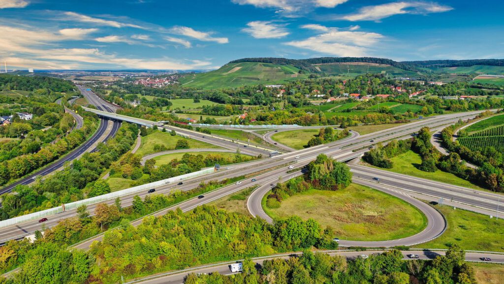 highway, nature, road, freeway, traffic, trees, park, autobahn, transportation, germany